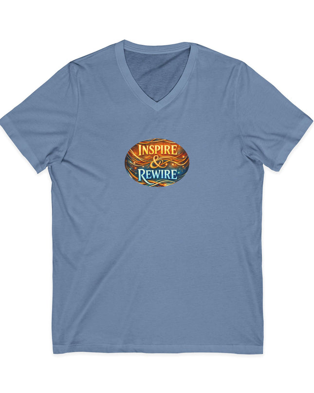"Inspire and Rewire" Unisex Jersey Short Sleeve V-Neck Tee