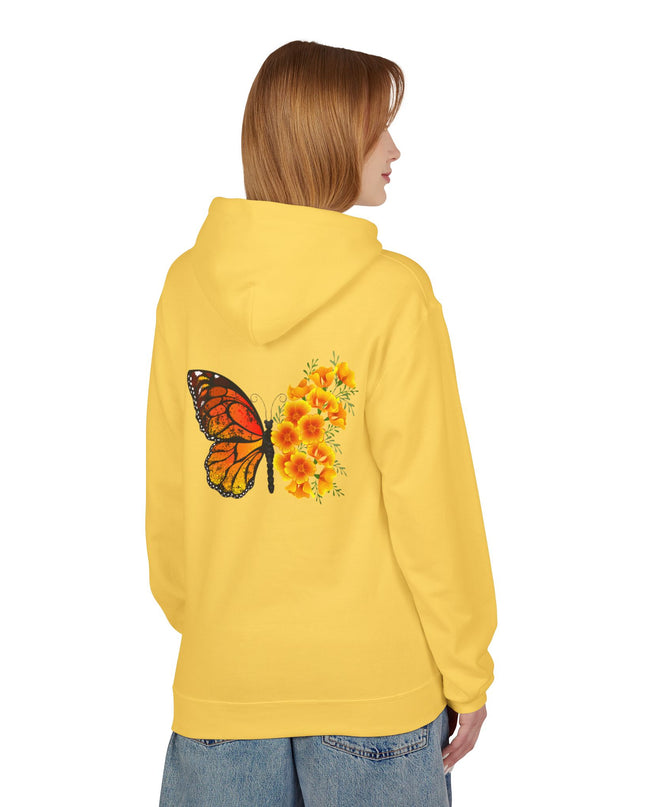 "Butterfly Poppies" (Ink front and back) Unisex Midweight Softstyle Fleece Hoodie