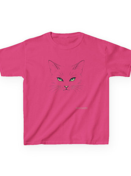 "Cat Face Sketch" Kids Heavy Cotton Tee