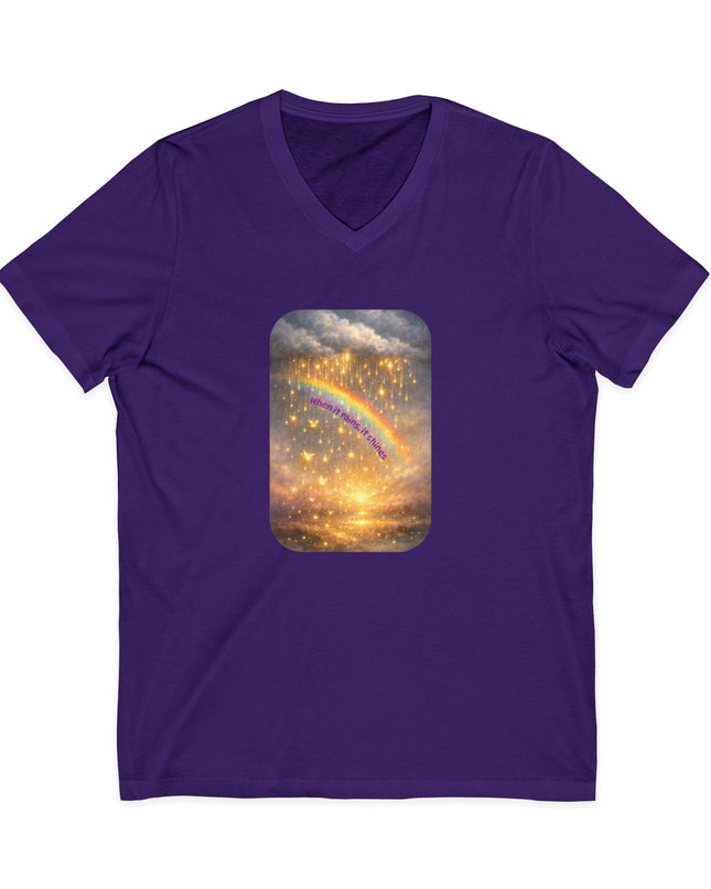 "When It Rains, It Shines" Unisex Jersey Short Sleeve V-Neck Tee