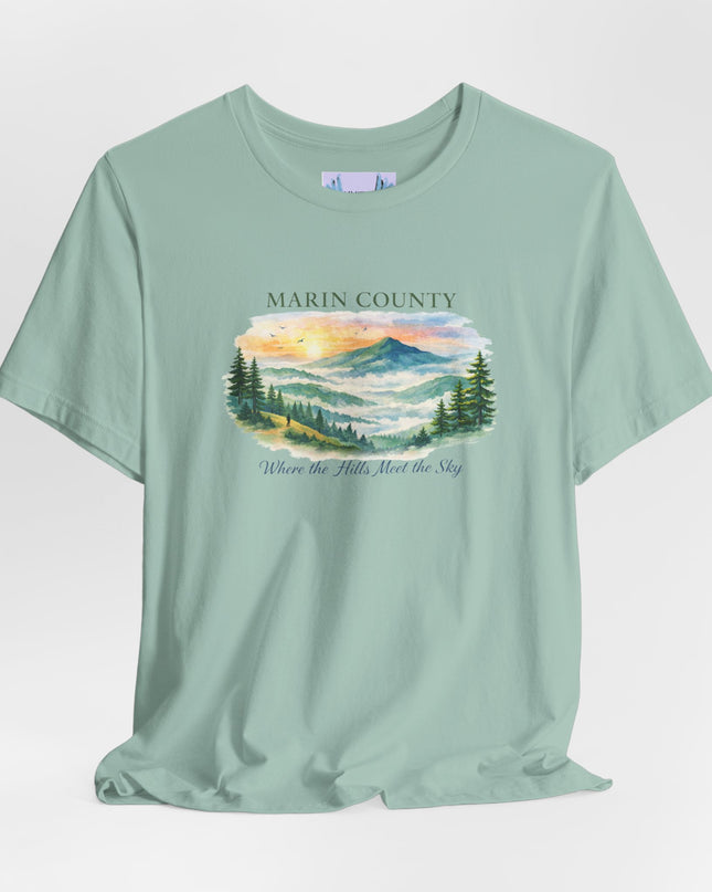 "Marin County, Where the Hills Meet the Sky" Unisex Jersey Short Sleeve Tee