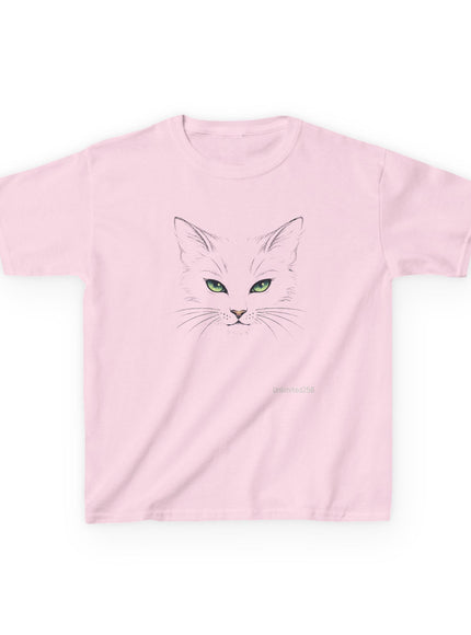 "Cat Face Sketch" Kids Heavy Cotton Tee