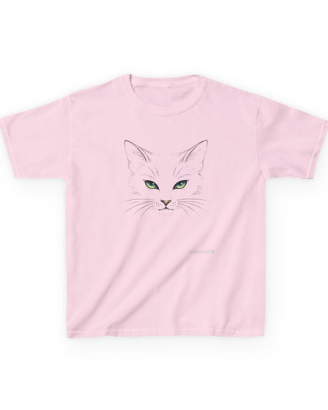"Cat Face Sketch" Kids Heavy Cotton Tee