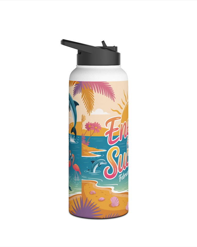 "February in Florida, Energy for Success" Stainless Steel Water Bottle, Standard Lid