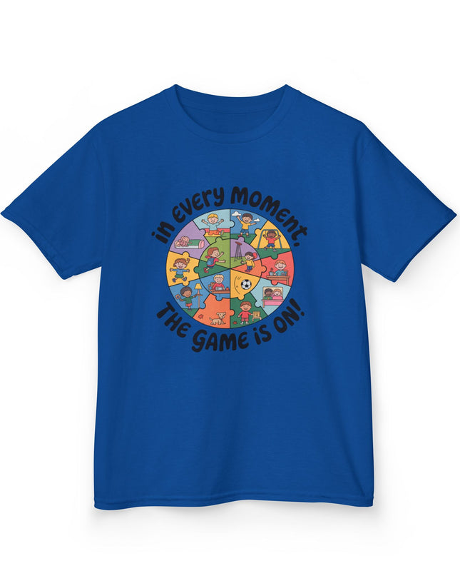 "In every moment, the game is on" Kids Short Sleeve Tee