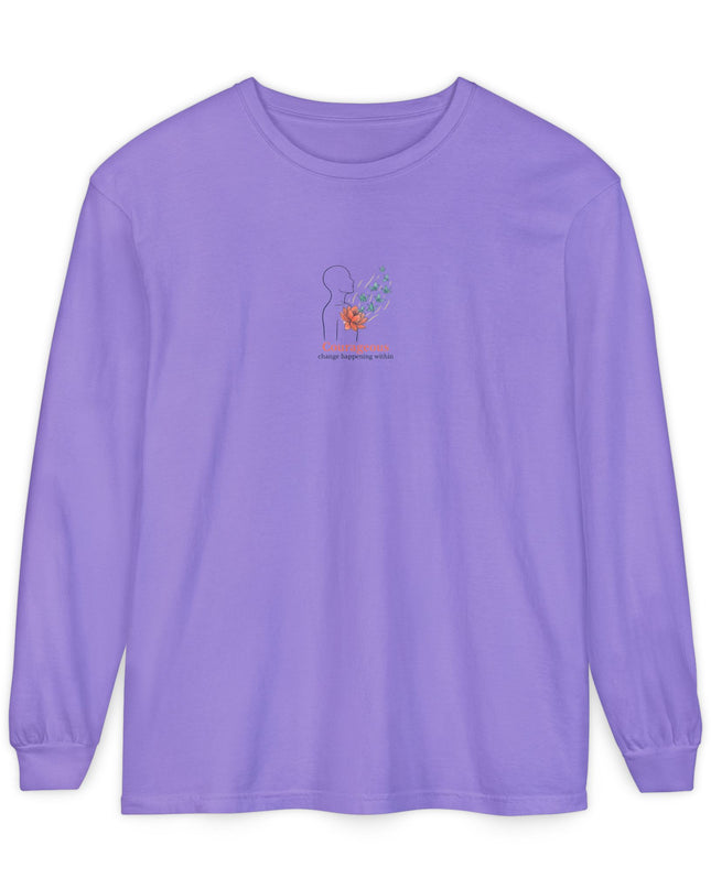 "Courageous Change Happening Within" Unisex Garment-dyed Long Sleeve T-Shirt