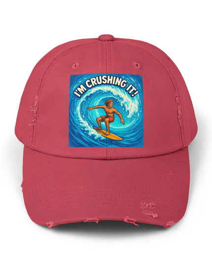 "I'm crushing it!" Unisex Distressed Cap