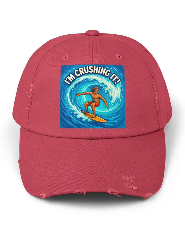 "I'm crushing it!" Unisex Distressed Cap