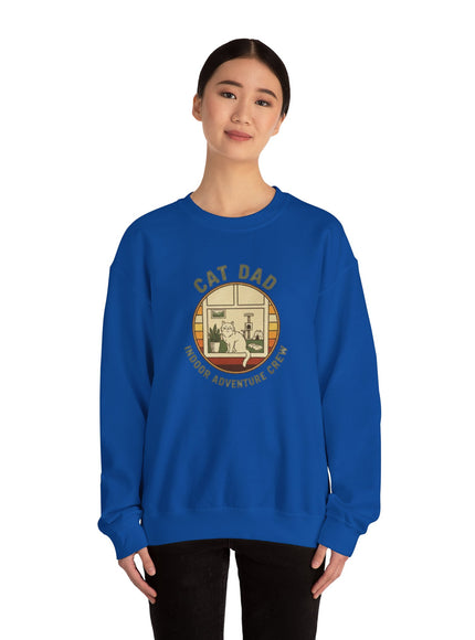 "Cat Dad Indoor Adventure Crew" Unisex Adult Sweatshirt