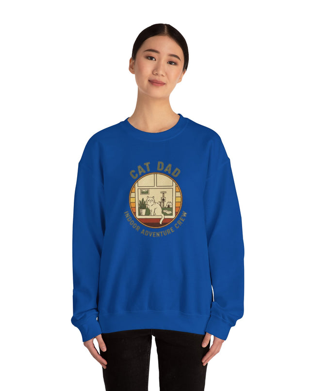 "Cat Dad Indoor Adventure Crew" Unisex Adult Sweatshirt
