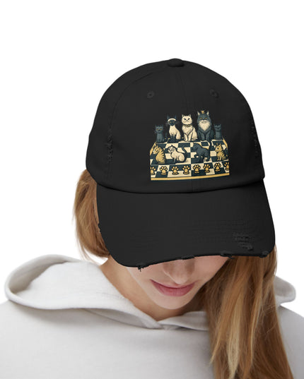 "Chess with cat pieces" Unisex Distressed Cap