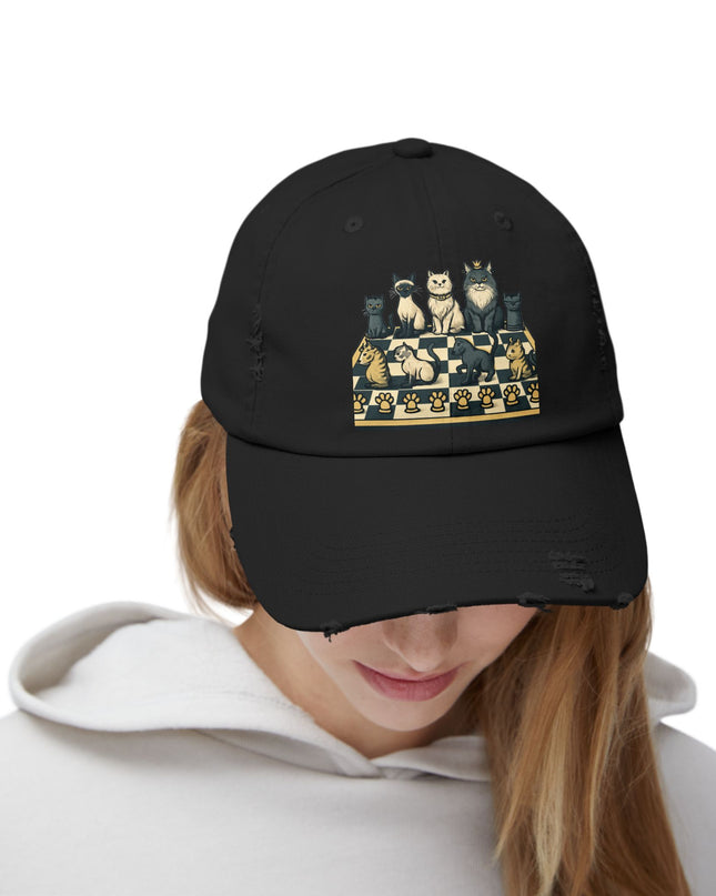 "Chess with cat pieces" Unisex Distressed Cap