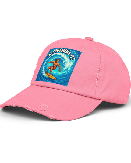 "I'm crushing it!" Unisex Distressed Cap