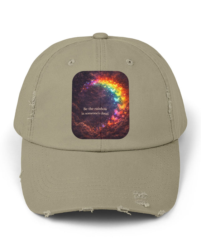 "Be the Rainbow in Someone's Cloud" Unisex Distressed Cap