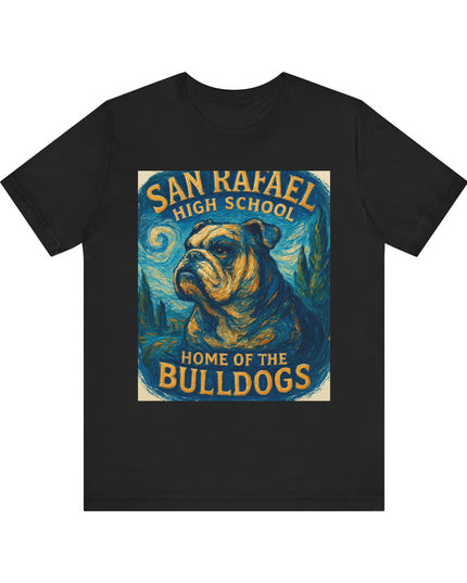 "San Rafael High School Home of the Bulldogs Vincent Van Gogh Style" Unisex Jersey Short Sleeve Tee