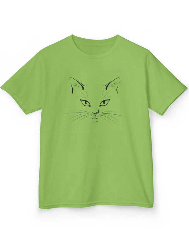 "Cat Face Sketch" Kids Heavy Cotton Tee