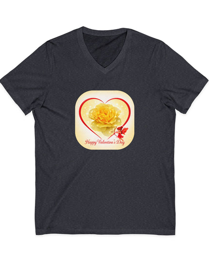"Happy Valentine's Day" Unisex Jersey Short Sleeve V-Neck Tee