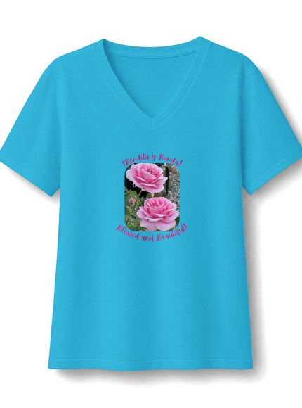 "Bendita y Bonita" Women's Relaxed Jersey Short Sleeve V-Neck Tee