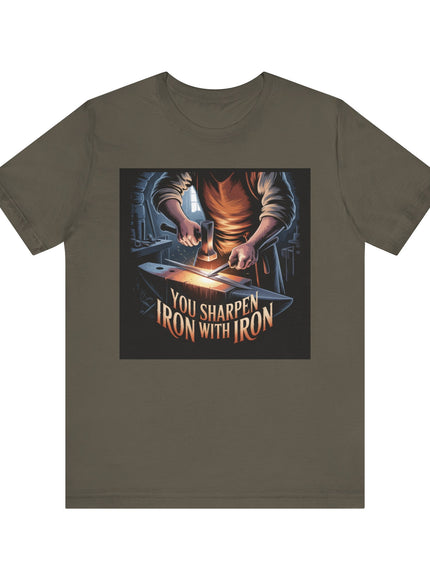 "You sharpen iron with iron" Unisex Jersey Short Sleeve Tee