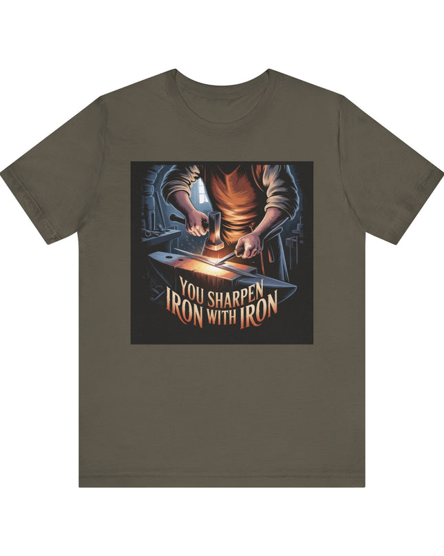 "You sharpen iron with iron" Unisex Jersey Short Sleeve Tee
