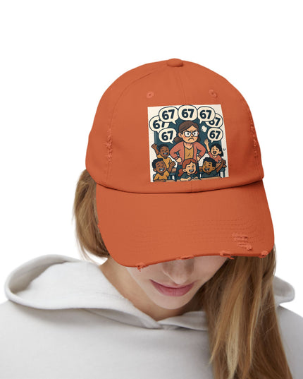 "67 with a Frustrated Elementary Teacher"- Unisex Distressed Cap