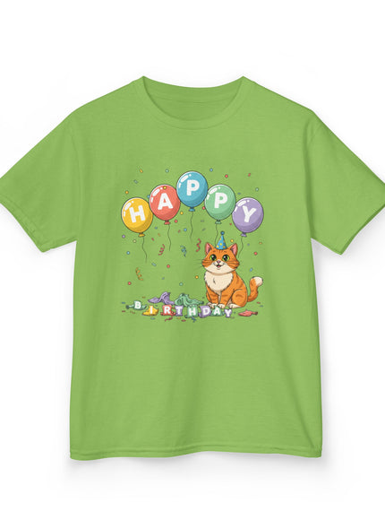 "Happy Birthday - Cat Popped the Balloons" Kids Heavy Cotton Tee