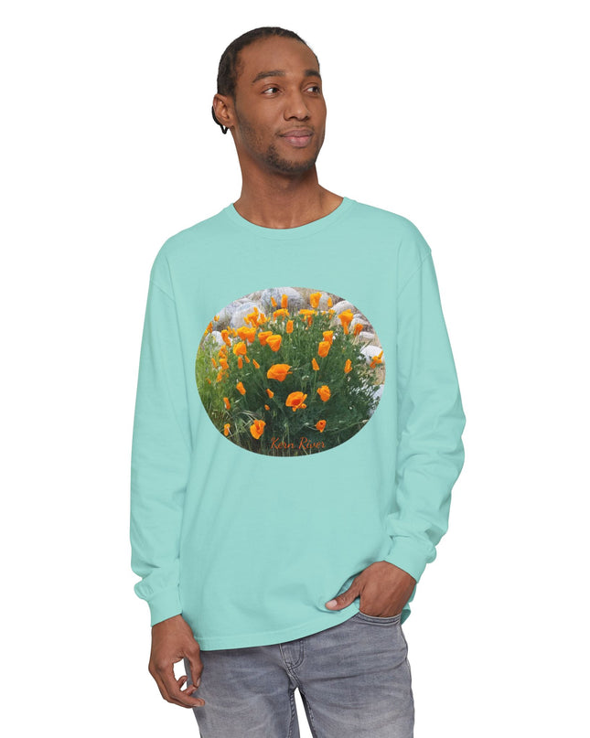 "California Poppies" Unisex Garment-dyed Long Sleeve T-Shirt