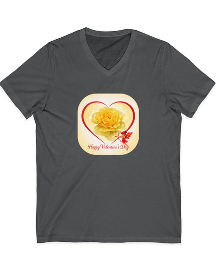 "Happy Valentine's Day" Unisex Jersey Short Sleeve V-Neck Tee