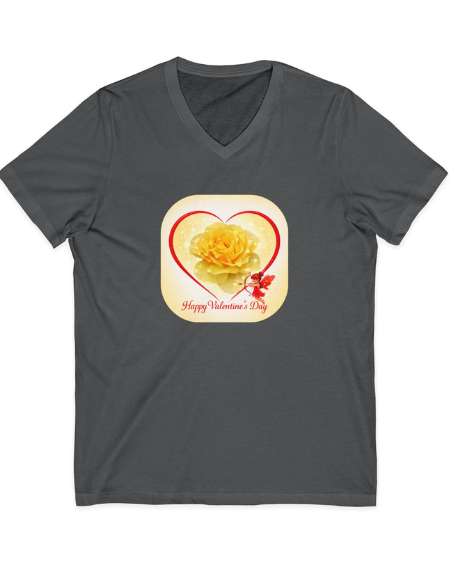 "Happy Valentine's Day" Unisex Jersey Short Sleeve V-Neck Tee