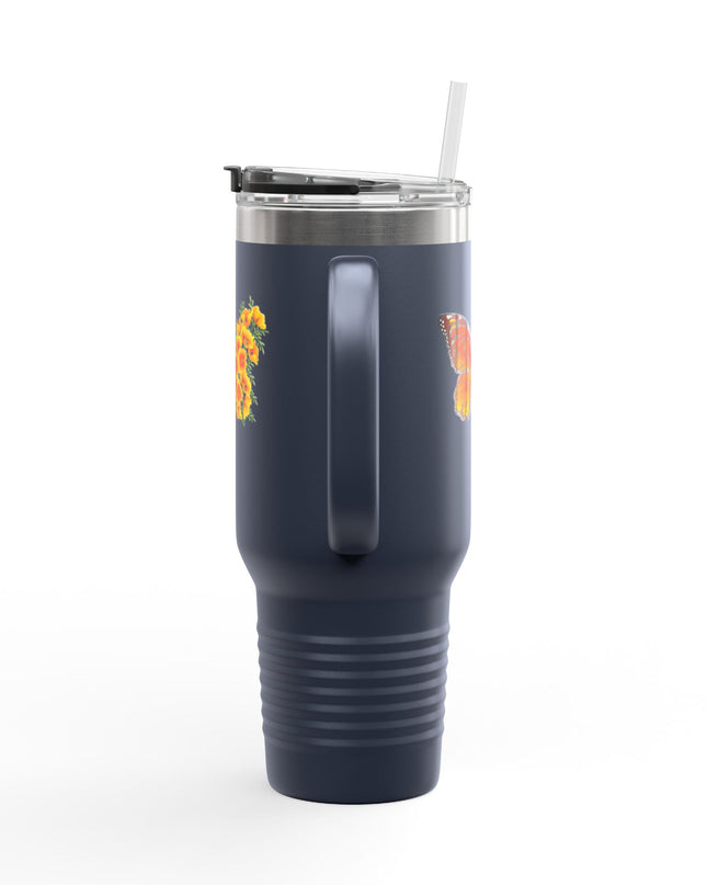 "Butterfly Poppies" Insulated Travel Mug, 40oz