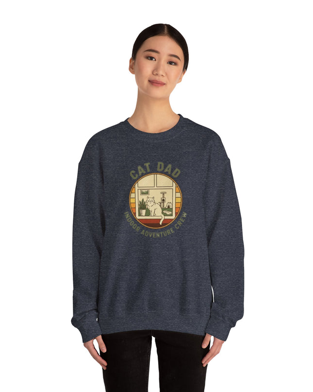 "Cat Dad Indoor Adventure Crew" Unisex Adult Sweatshirt