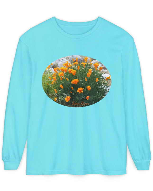 "California Poppies" Unisex Garment-dyed Long Sleeve T-Shirt