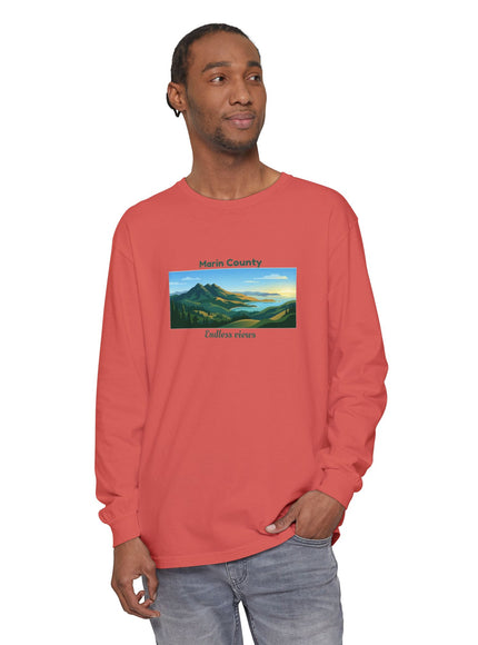 "Marin County - Endless Views" Unisex Garment-dyed Long Sleeve T-Shirt