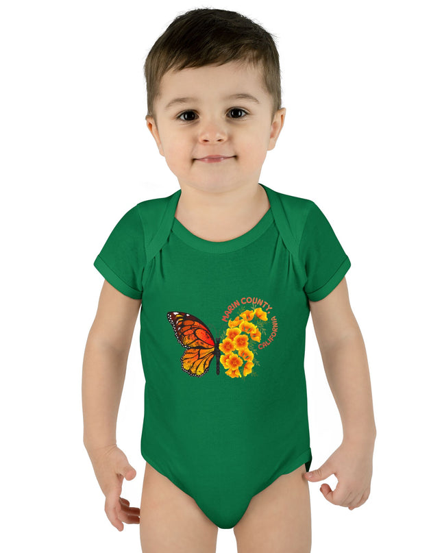 "Butterflies and Poppies Marin County, California" Infant Baby Rib Bodysuit