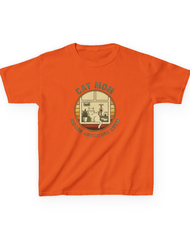"Cat Mom Indoor Adventure Crew" Kids Heavy Cotton Tee