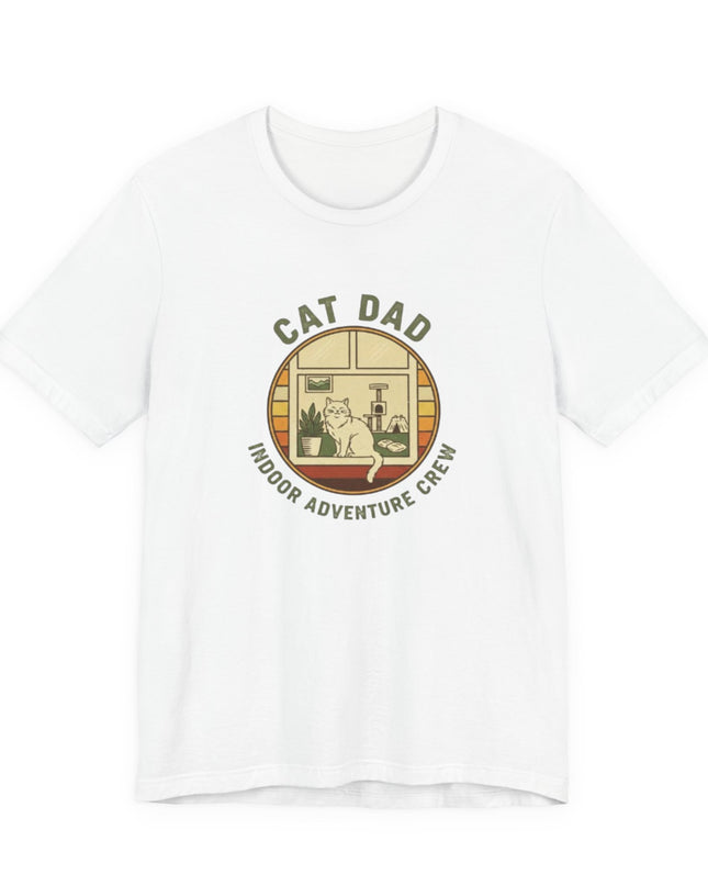 "Cat Dad Indoor Adventure Crew" Unisex Jersey Short Sleeve Tee