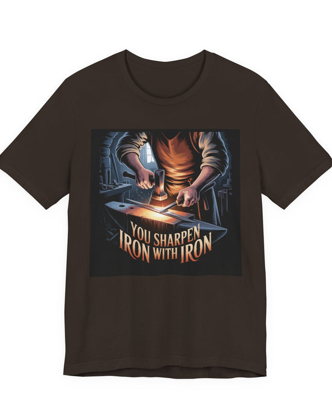 "You sharpen iron with iron" Unisex Jersey Short Sleeve Tee