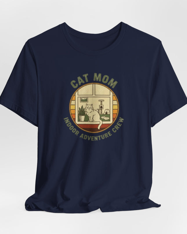 "Cat Mom Indoor Adventure Crew" Unisex Jersey Short Sleeve Tee