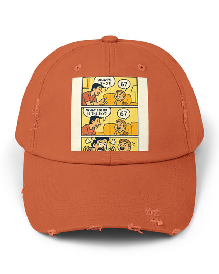"67 is a Child's Only Answer" - Unisex Distressed Cap