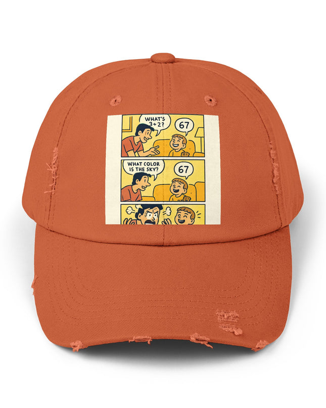 "67 is a Child's Only Answer" - Unisex Distressed Cap