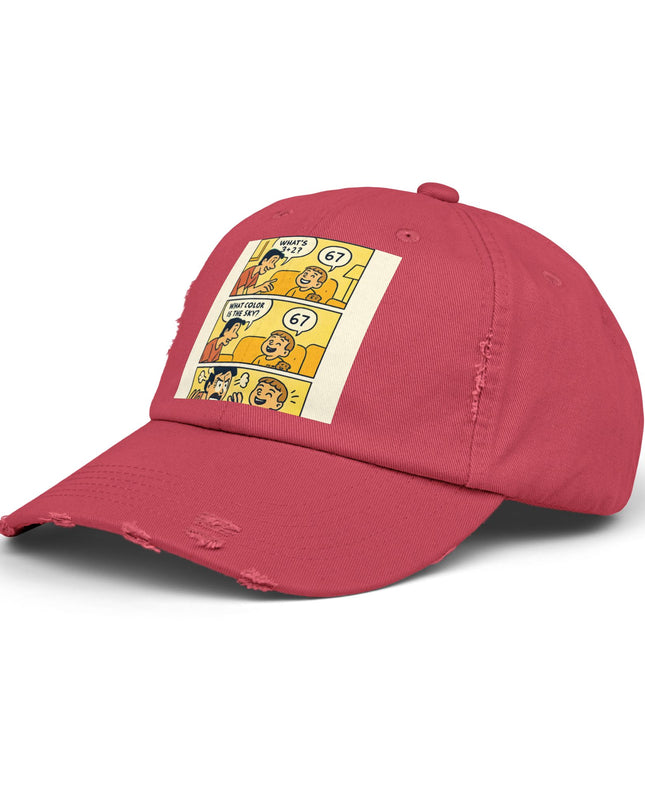 "67 is a Child's Only Answer" - Unisex Distressed Cap