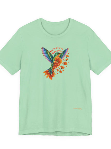 "Hummingbird and Poppies" Unisex Jersey Short Sleeve Tee