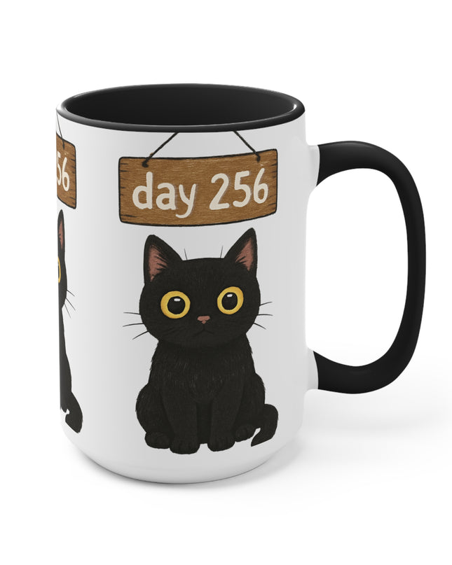 "Day 256 Not Blinking Black Cat" Accent Mug