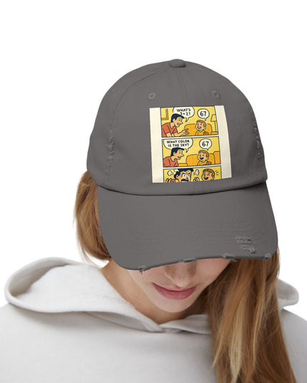 "67 is a Child's Only Answer" - Unisex Distressed Cap