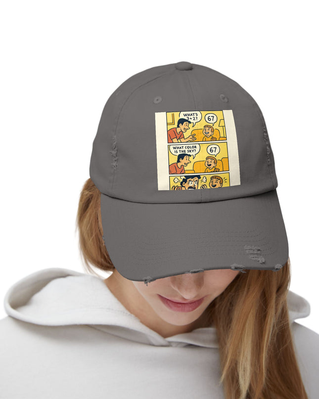 "67 is a Child's Only Answer" - Unisex Distressed Cap
