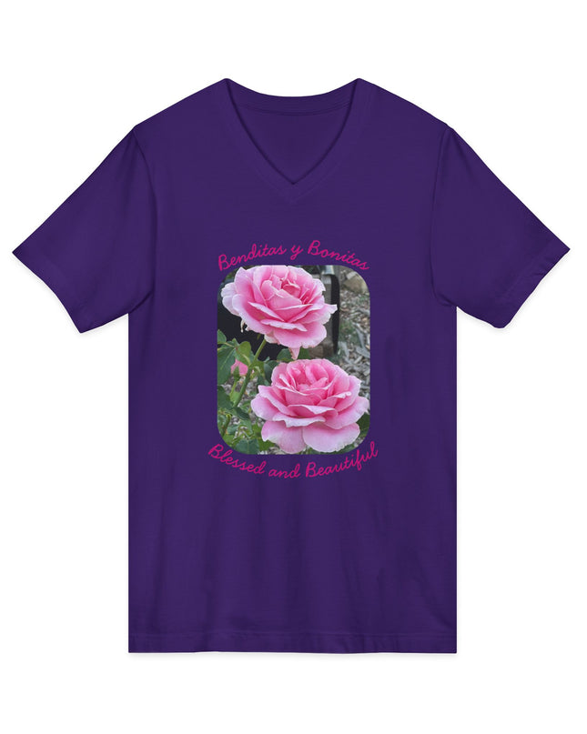 "Blessed and Beautiful" Ladies' V-Neck T-Shirt
