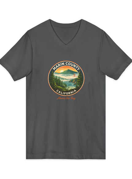 "Marin County, Above the Fog" Unisex Jersey Short Sleeve V-Neck Tee