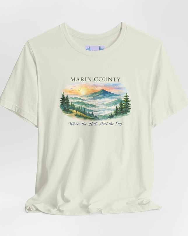 "Marin County, Where the Hills Meet the Sky" Unisex Jersey Short Sleeve Tee