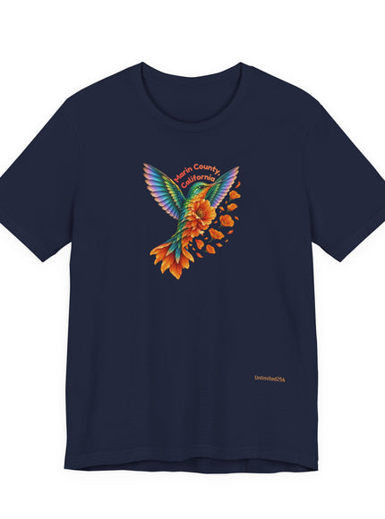 "Hummingbird and Poppies" Unisex Jersey Short Sleeve Tee
