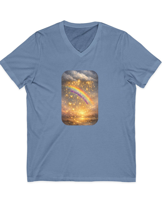 "When It Rains, It Shines" Unisex Jersey Short Sleeve V-Neck Tee